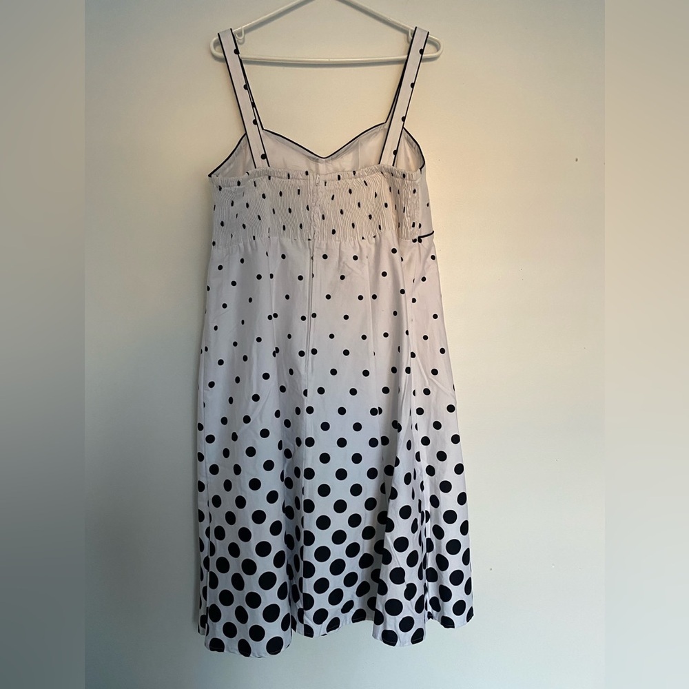 R & K‎ Polka Dot Sun Dress 16W Black White Romantic Easter Paris Preppy Coastal - Picture 5 of 13